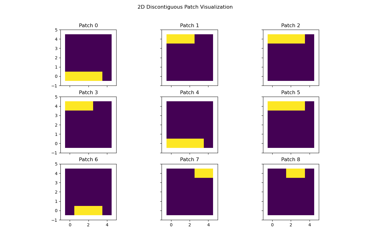 2D Discontiguous Patch Visualization, Patch 0, Patch 1, Patch 2, Patch 3, Patch 4, Patch 5, Patch 6, Patch 7, Patch 8